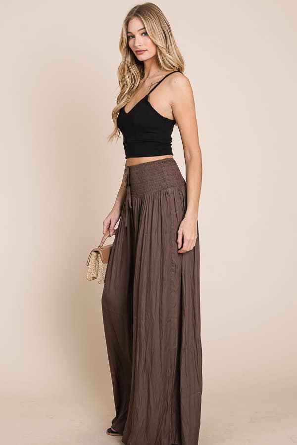 Ruched waist wide resort pants JBJ1036