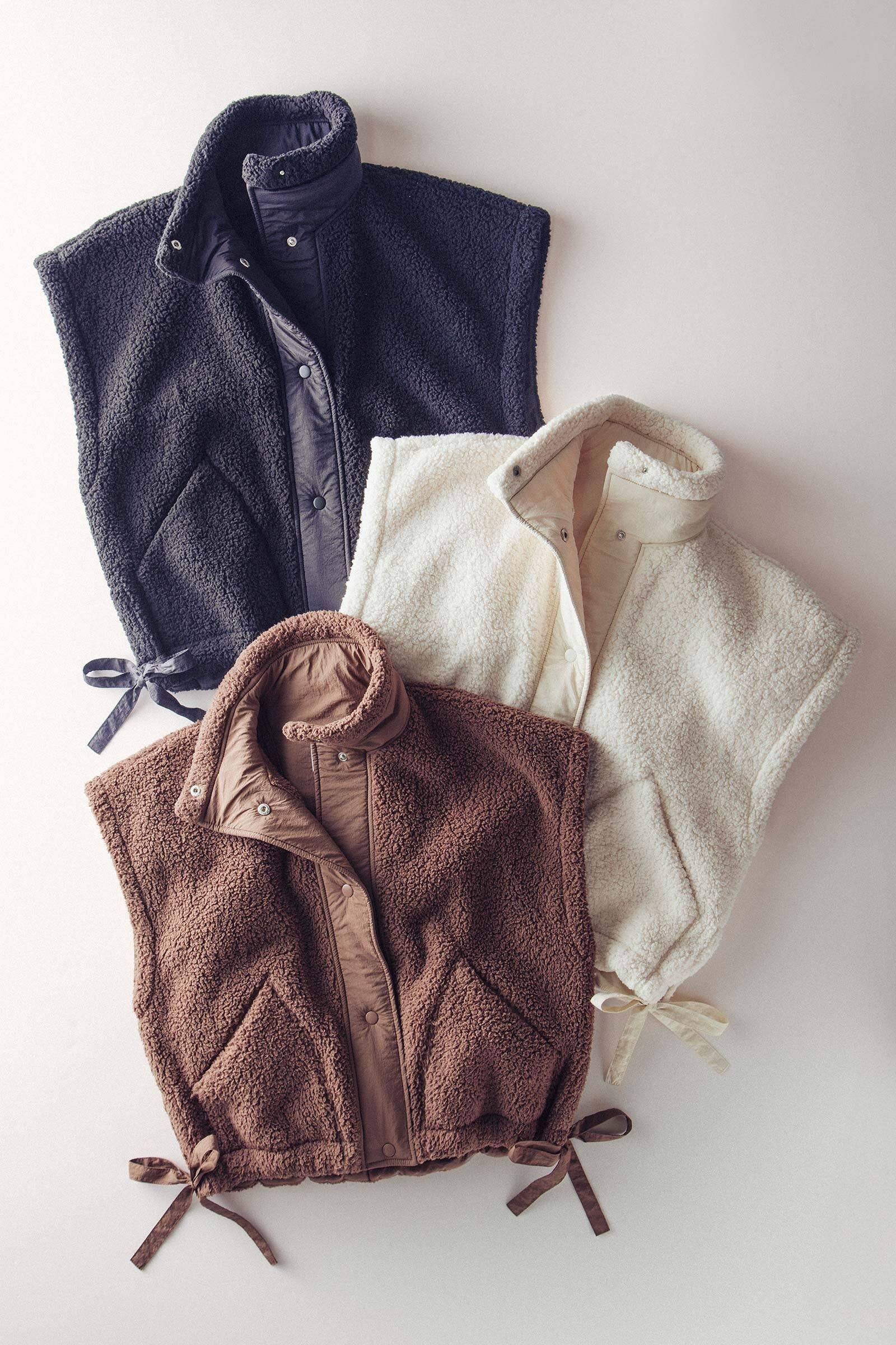 Quilted Collar Boxy Sherpa Vest Urban Daizy