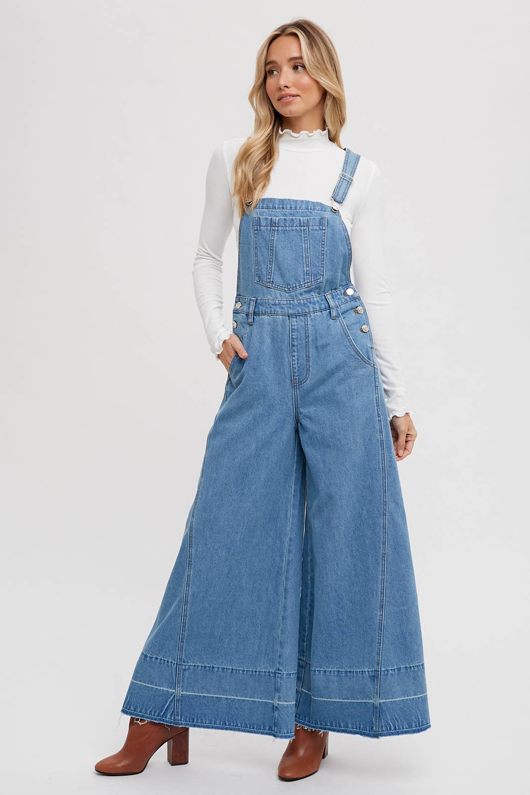 DENIM WIDE LEGS OVERALLS