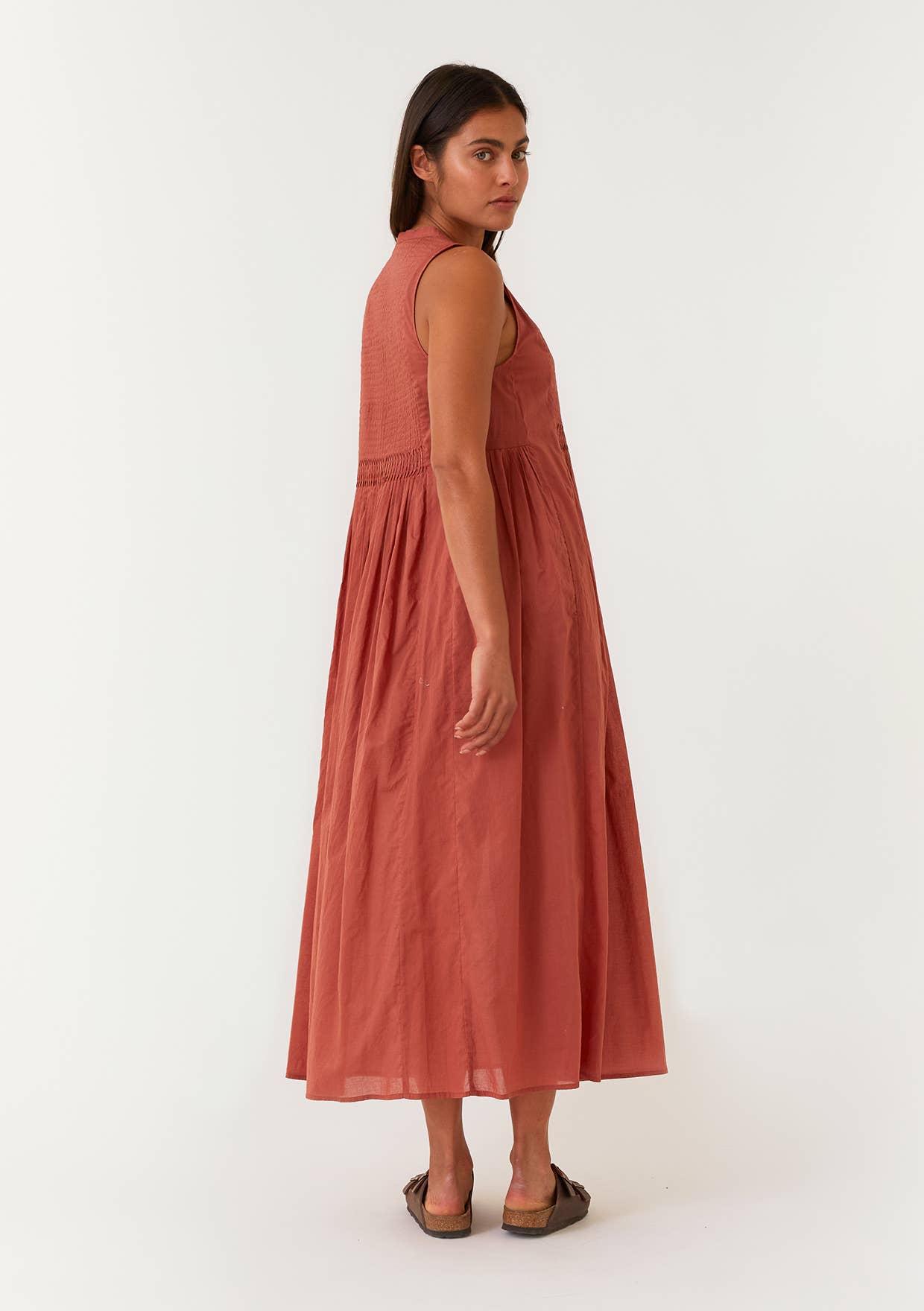 FINAL SALE- Relaxed Fit Pleated V Neck Maxi Dress