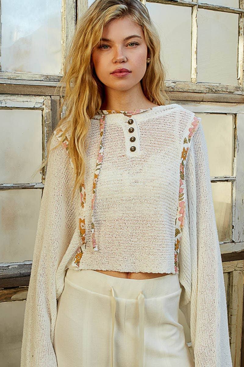 FINAL SALE-Full sleeve solid thin sweater hoodie top