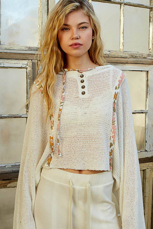 FINAL SALE-Full sleeve solid thin sweater hoodie top