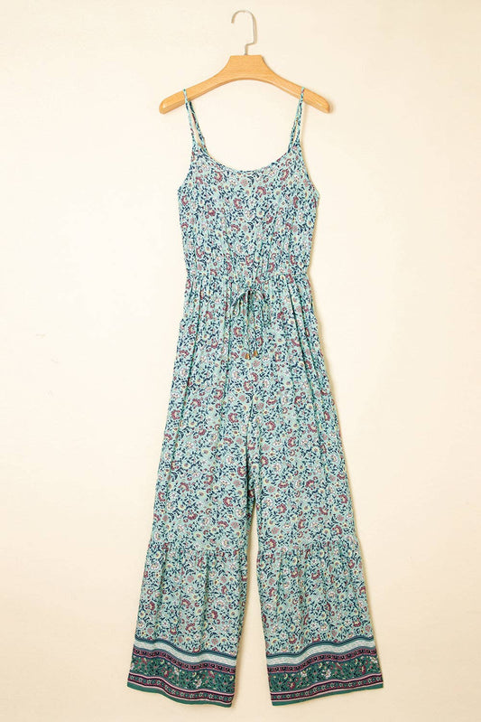 FINAL SALE- Boho Floral Ruffle Hem Summer Jumpsuit