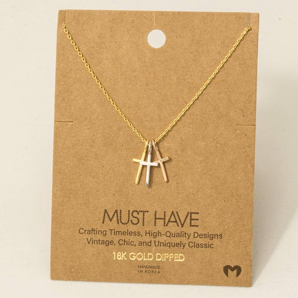 Triple Cross Pendant Necklace 926 WEST