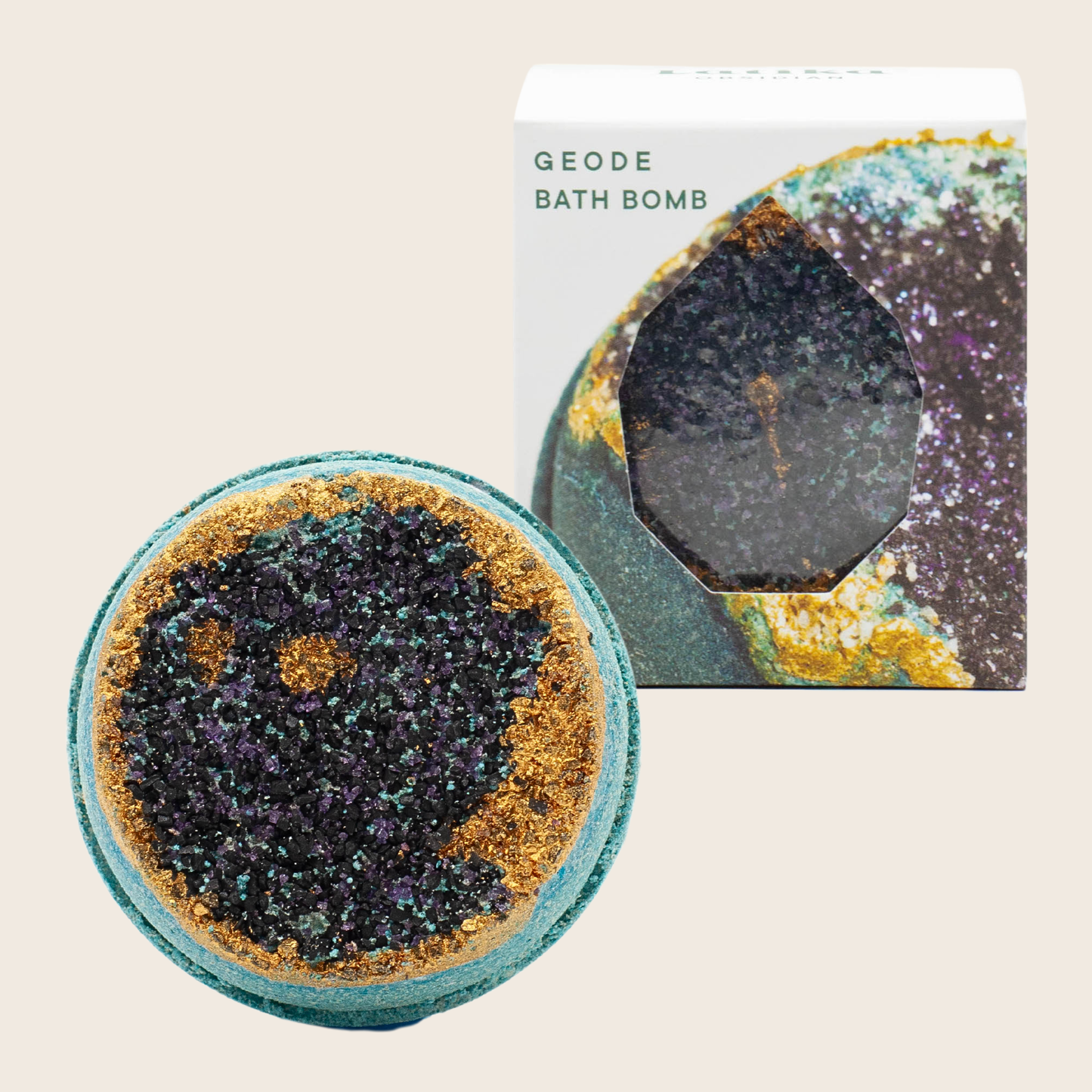 Obsidian Geode Crystal Bath Bomb – Black + Gold Latika Beauty