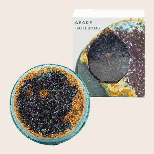 Obsidian Geode Crystal Bath Bomb – Black + Gold Latika Beauty