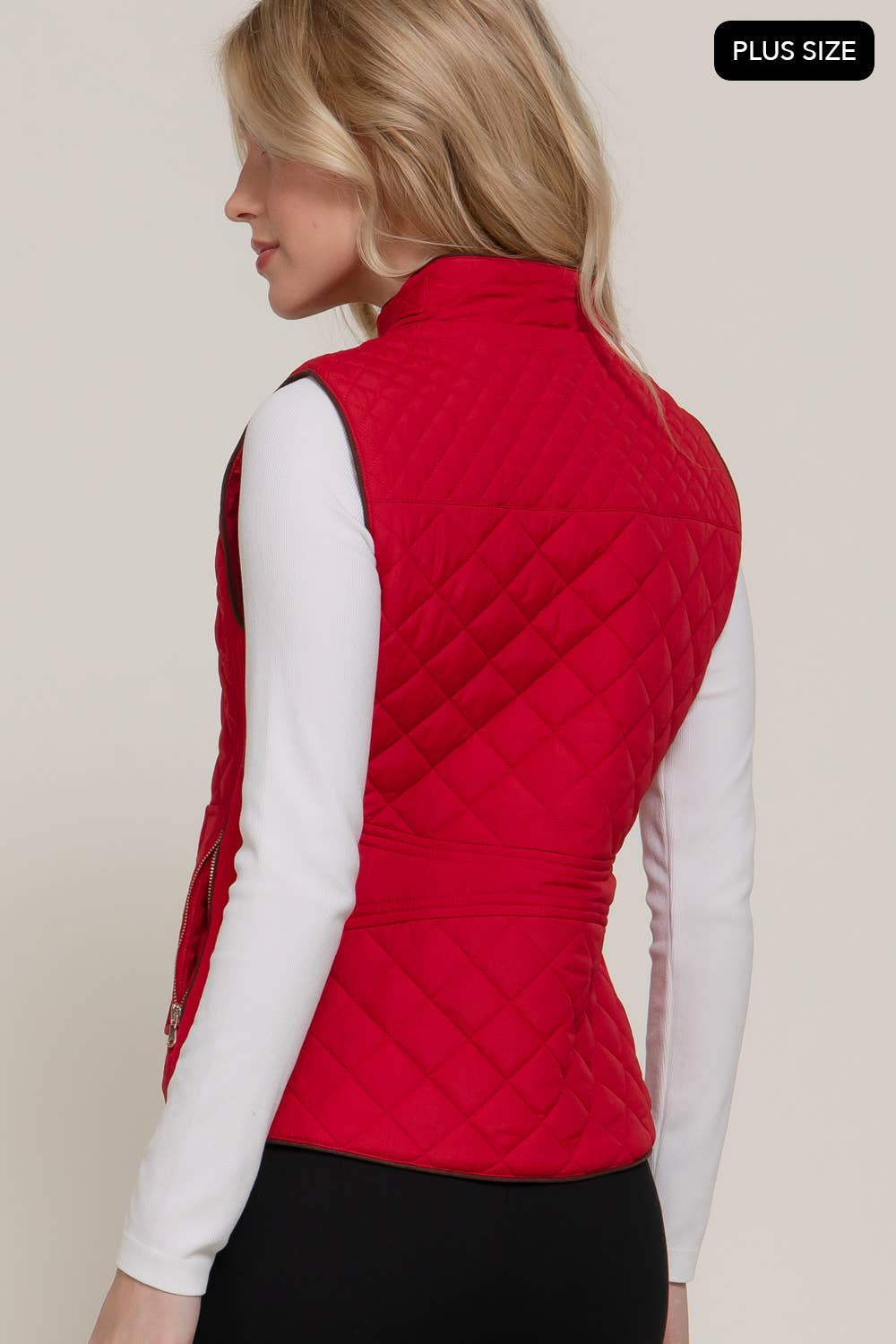 Suede Piping Quilted Padding Vest Active Basic | Active USA