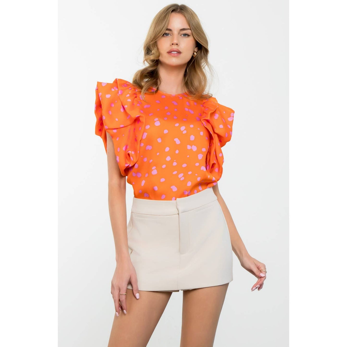 Flutter Sleeve Dotted Top