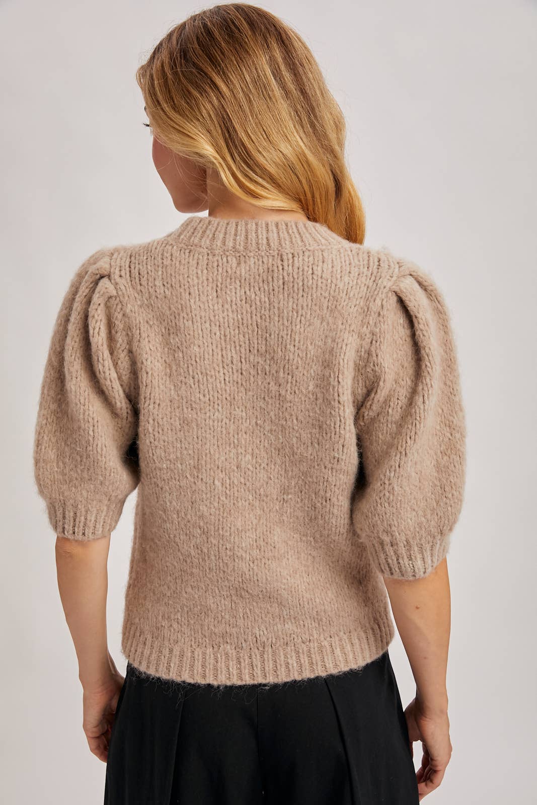 PUFF SLEEVED KNIT SWEATER Bluivy