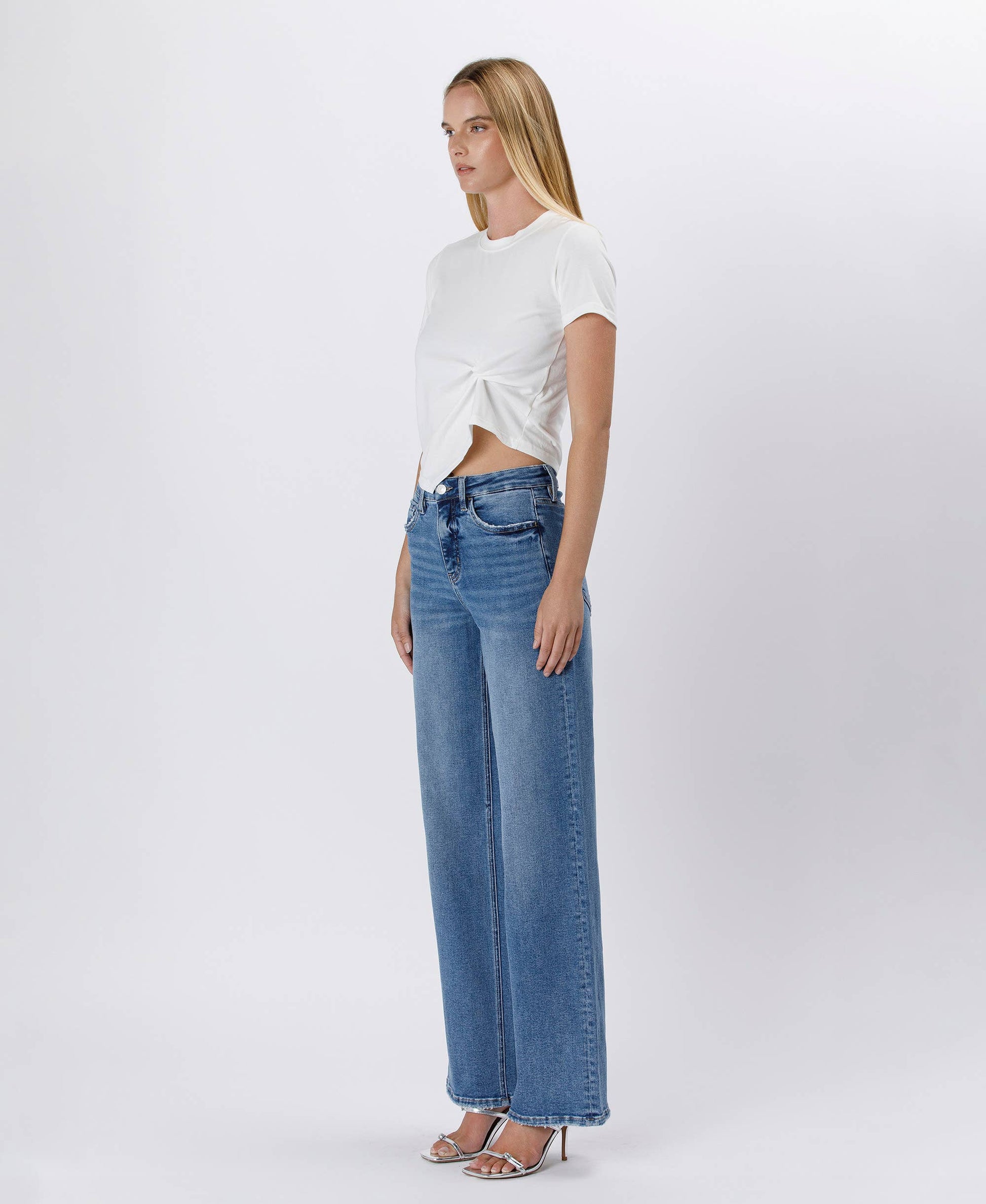 TUMMY CONTROL SUPER HIGH RISE BAGGY WIDE JEANS LV1574 Lovervet by VERVET