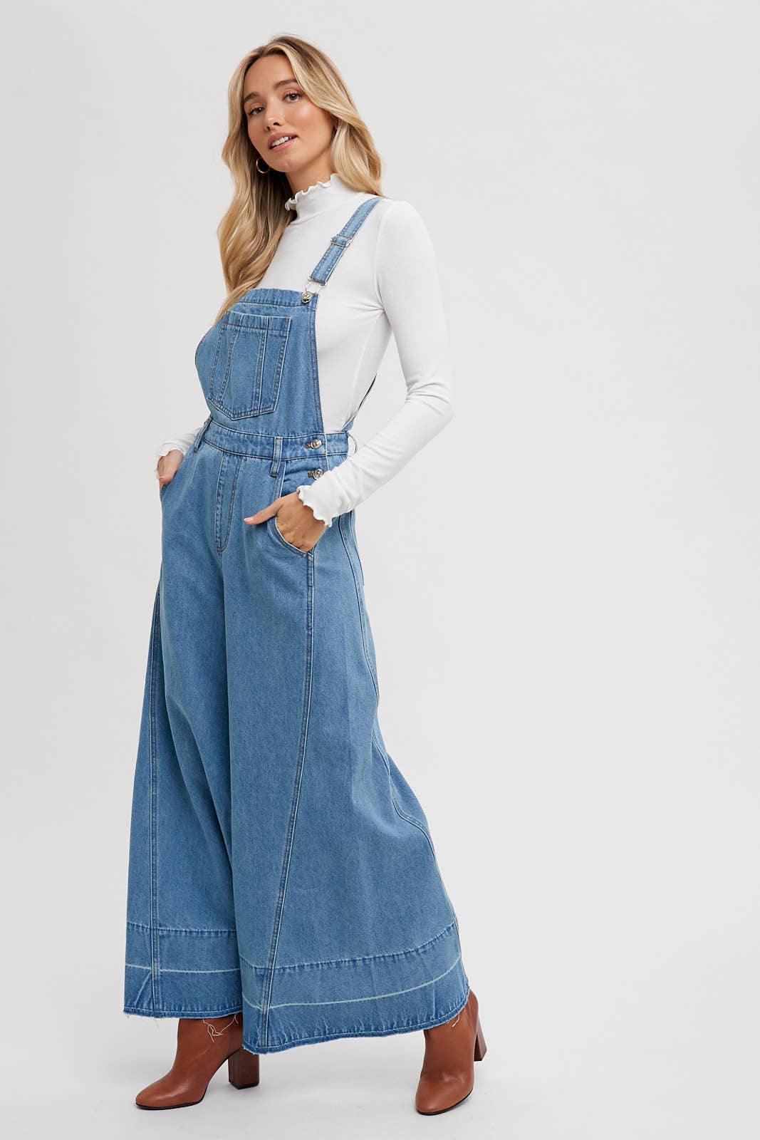 DENIM WIDE LEGS OVERALLS