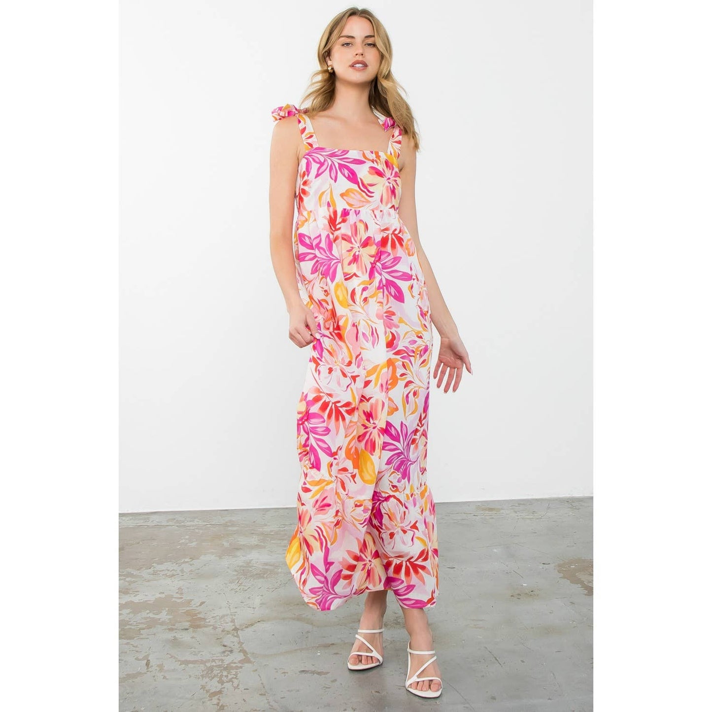 Tie Strap Floral Print Dress