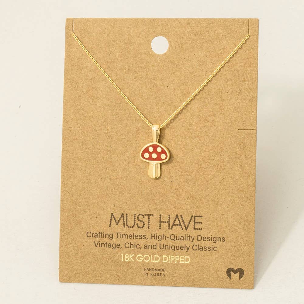 Mini Red Mushroom Pendant Dainty Necklace Fame Accessories
