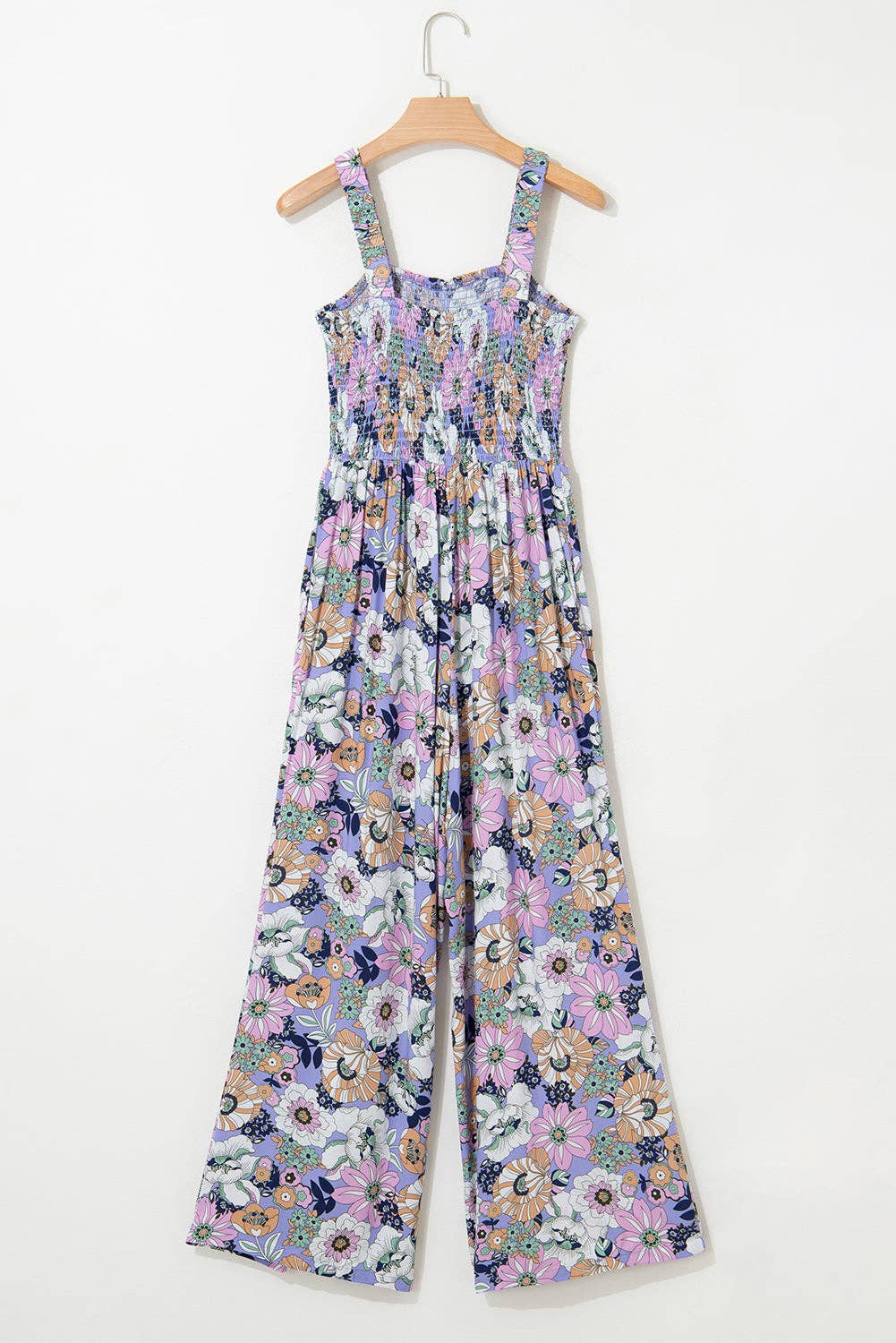 FINAL SALE- Floral Smocked Square Neck Summer Jumpsuit