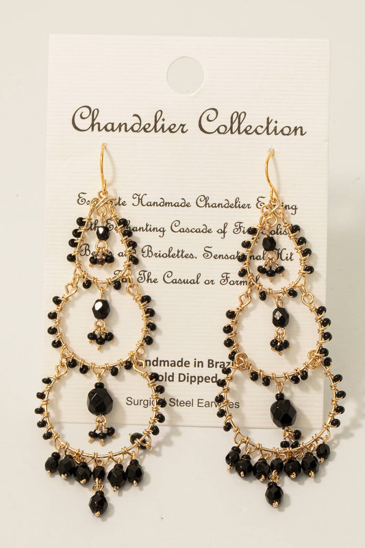 Tiered Beaded Circle Dangle Earrings