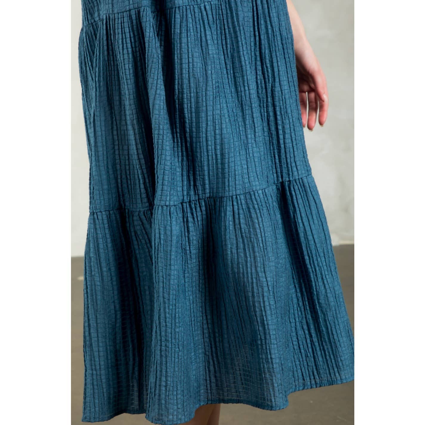 Women's One Shoulder Puff Sleeve Textured Dress