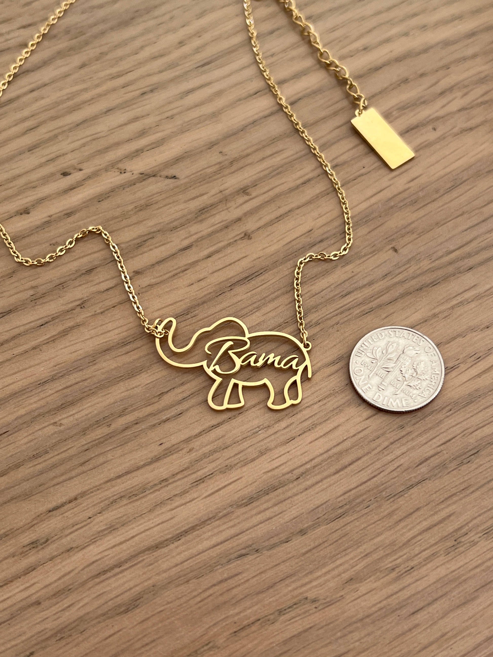 Alabama Bama Elephant Necklace - Gift for Bama Fan, Bama Gif Steele Sloan Designs