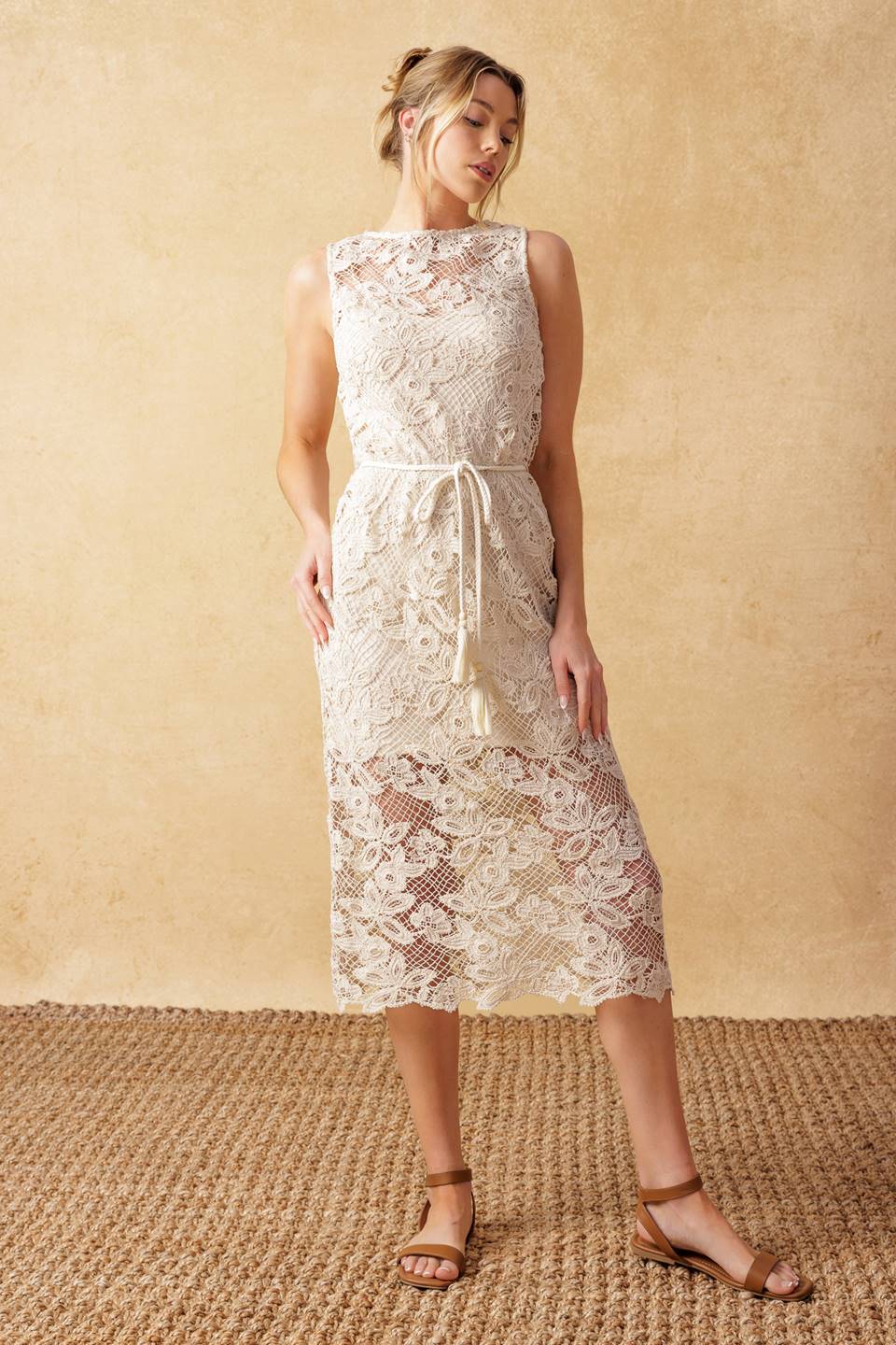 TIMELESS TREASURES LACE WOVEN MIDI DRESS Flying Tomato