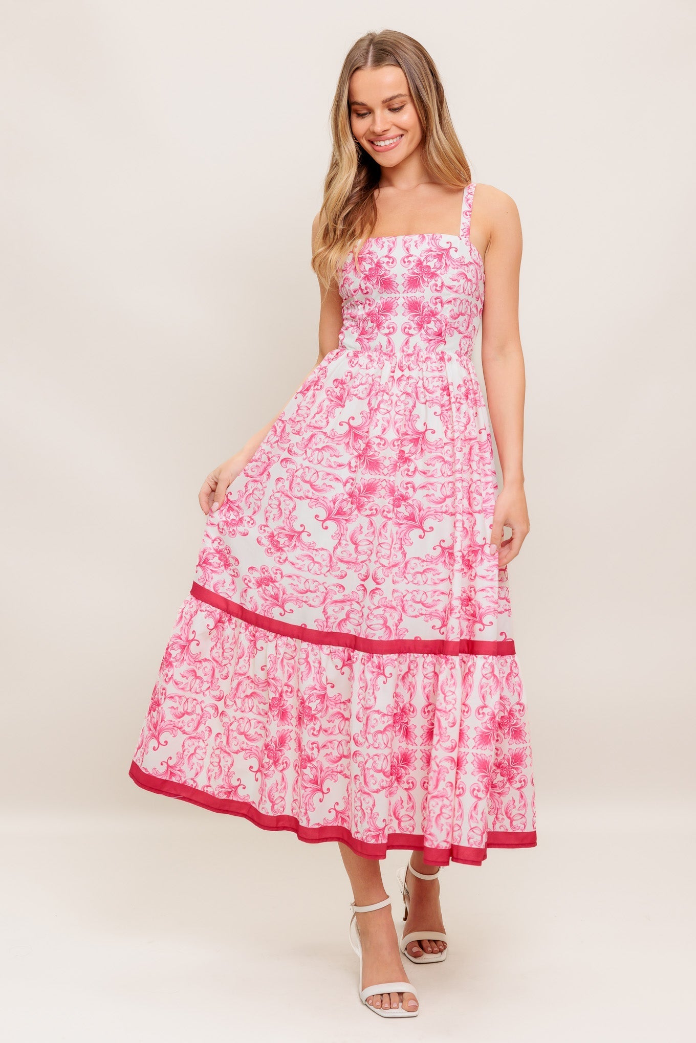 ROSÉ GARDEN WOVEN MIDI DRESS Flying Tomato