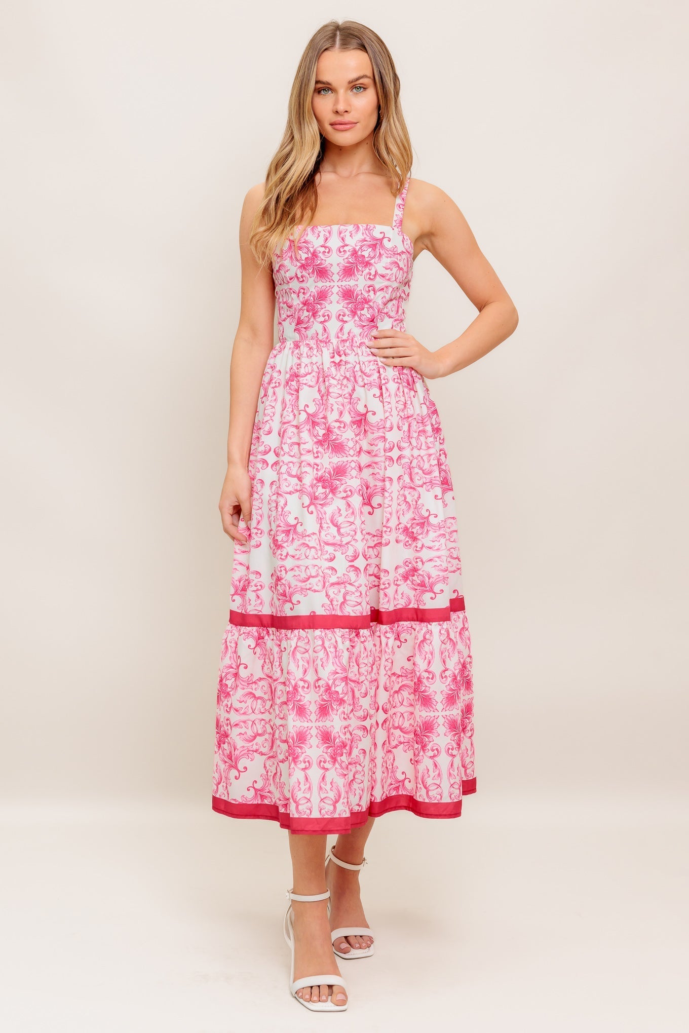 ROSÉ GARDEN WOVEN MIDI DRESS Flying Tomato