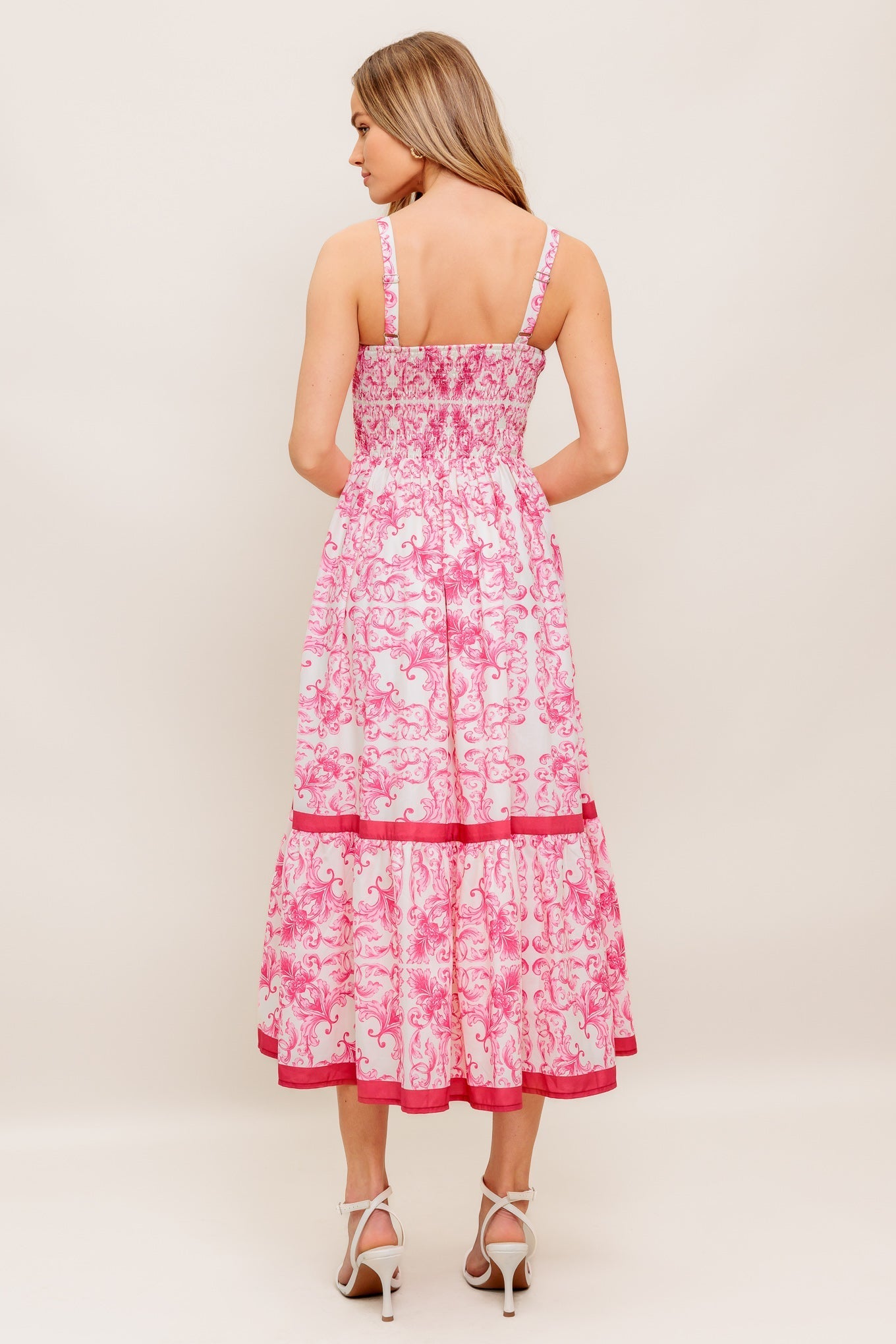 ROSÉ GARDEN WOVEN MIDI DRESS Flying Tomato