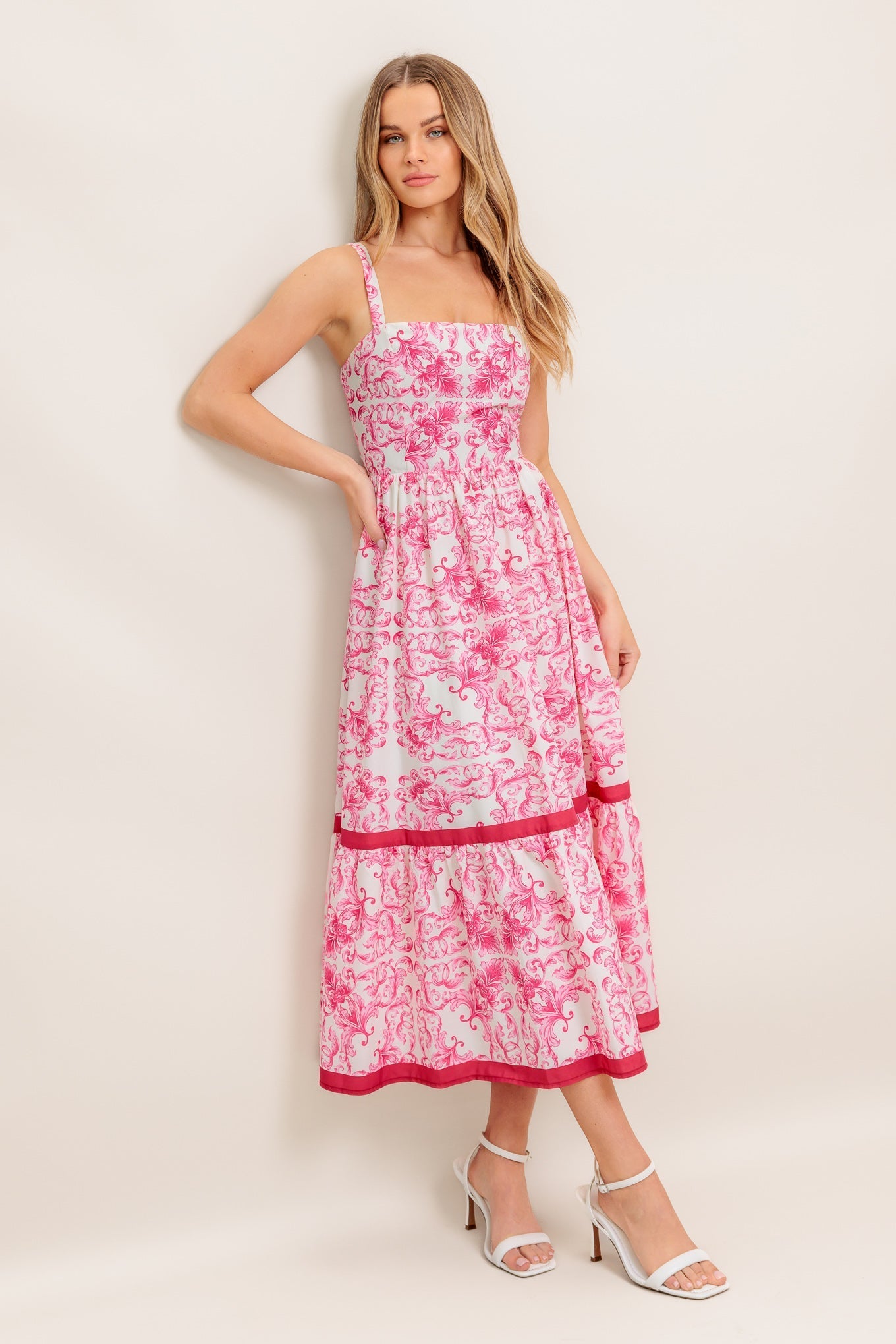 ROSÉ GARDEN WOVEN MIDI DRESS Flying Tomato