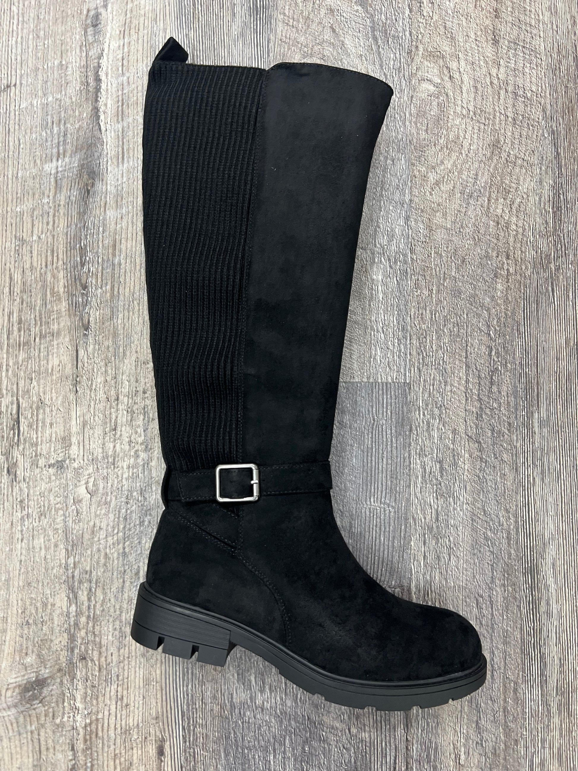 Corkys Hay There Black Faux Suede Boots Stretch Calf Boot 926 West