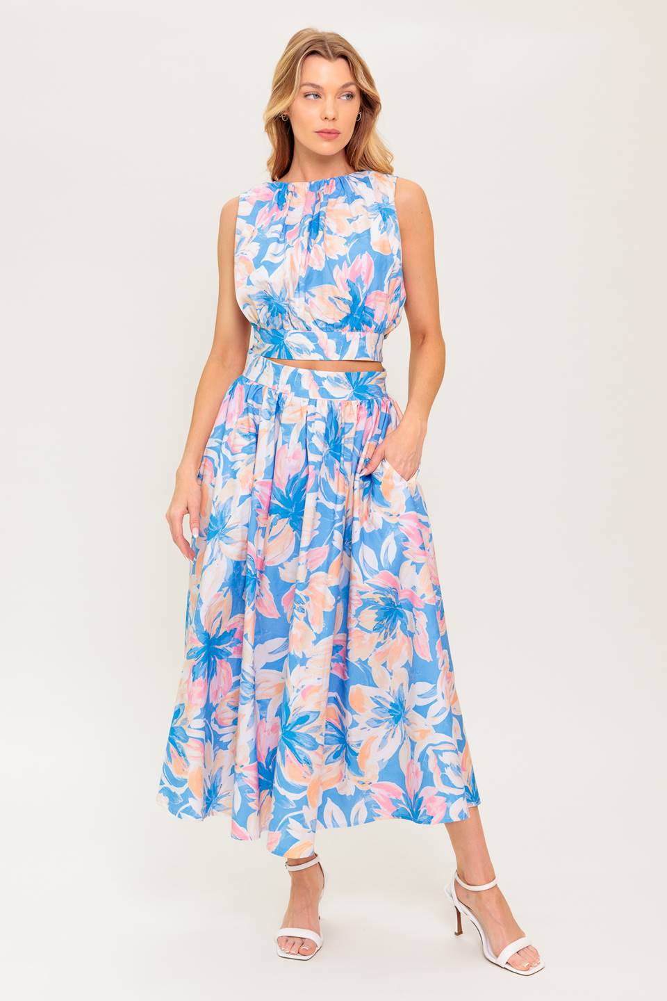 GOLDEN HOUR HARMONY WOVEN TOP AND SKIRT SET Flying Tomato