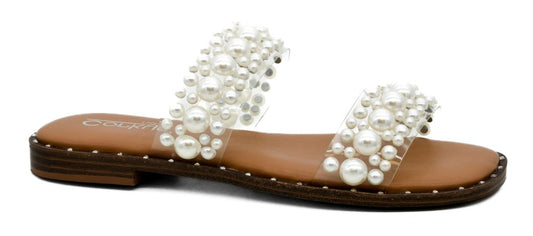 FINAL SALE- Corkys Clear With Pearls Sandals