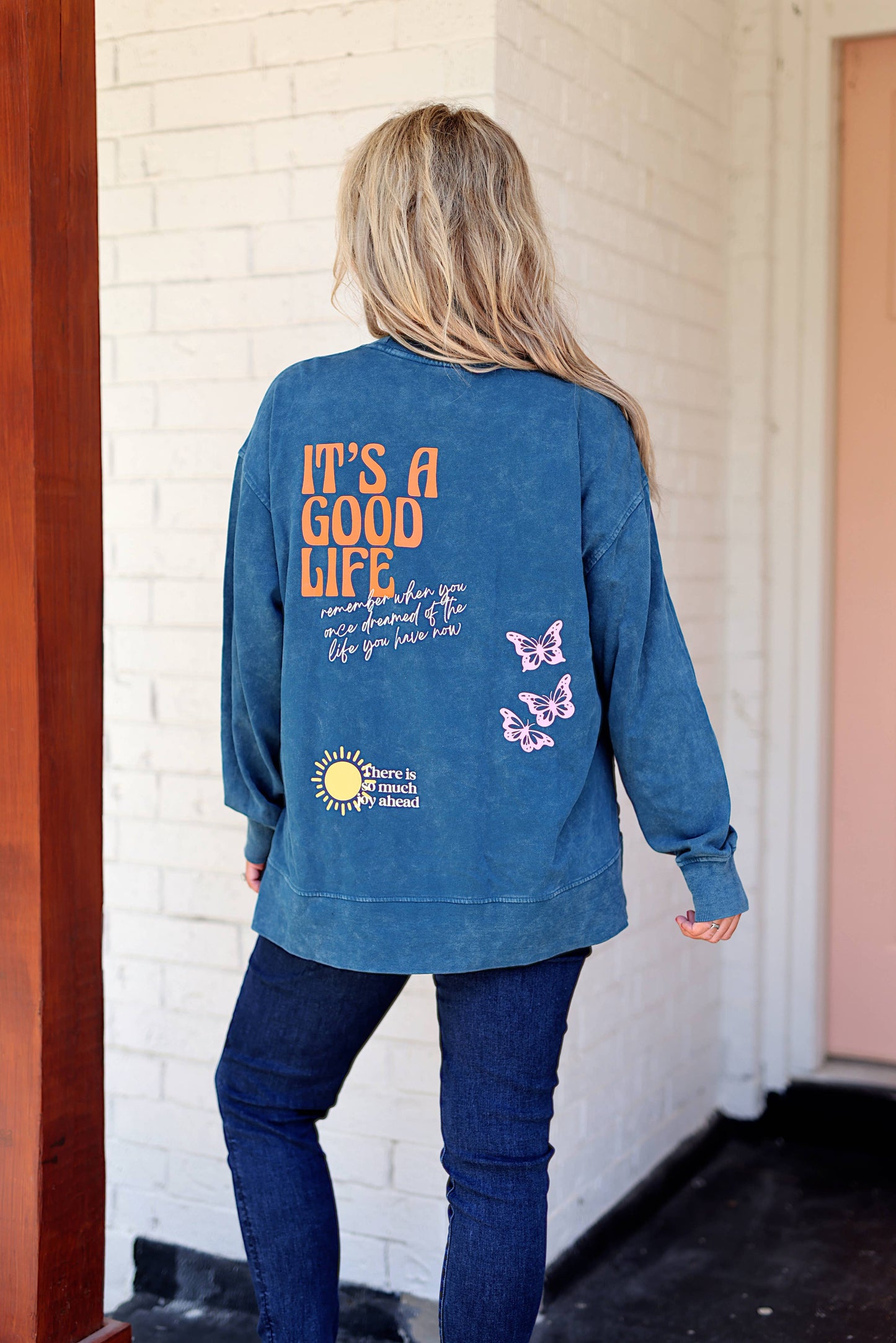 It's A Good Life - Mineral Wash Pullover (Deep Ocean) Jadelynn Brooke