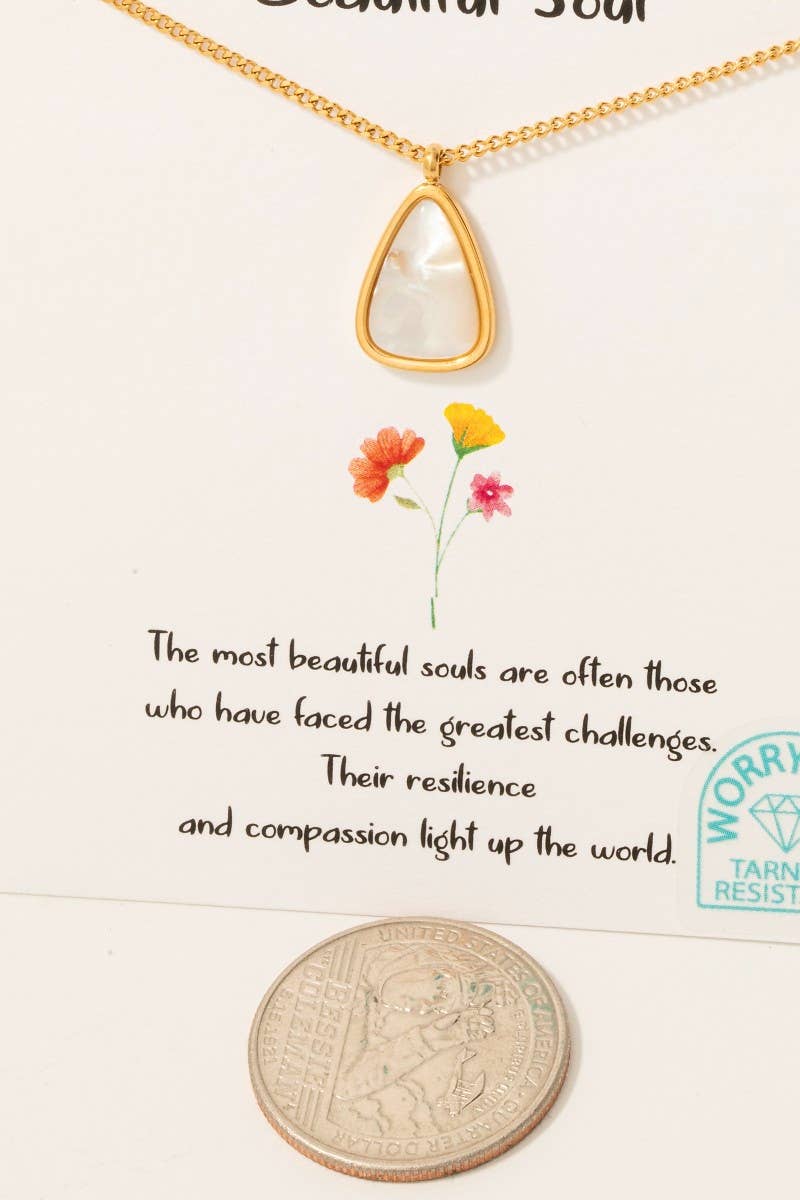 Stainless Steel Triangle Pearl Pendant Necklace