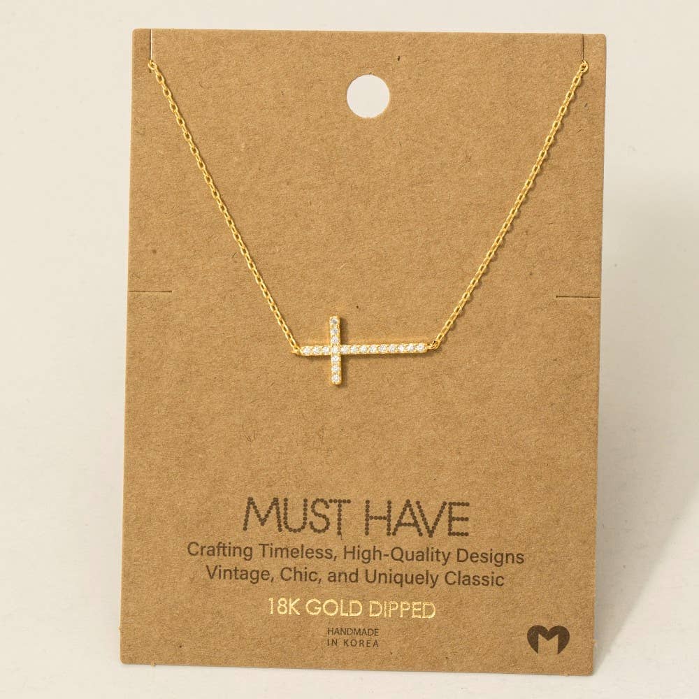 Cross Jewel Pendant Necklace Fame Accessories