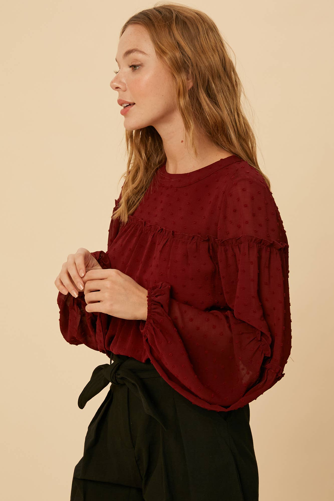 Swiss Dot Ruffle Blouse LT0920 Listicle