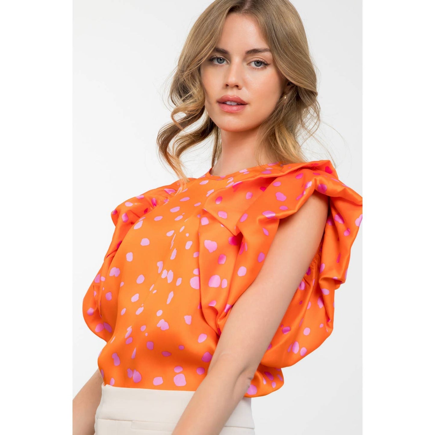 Flutter Sleeve Dotted Top