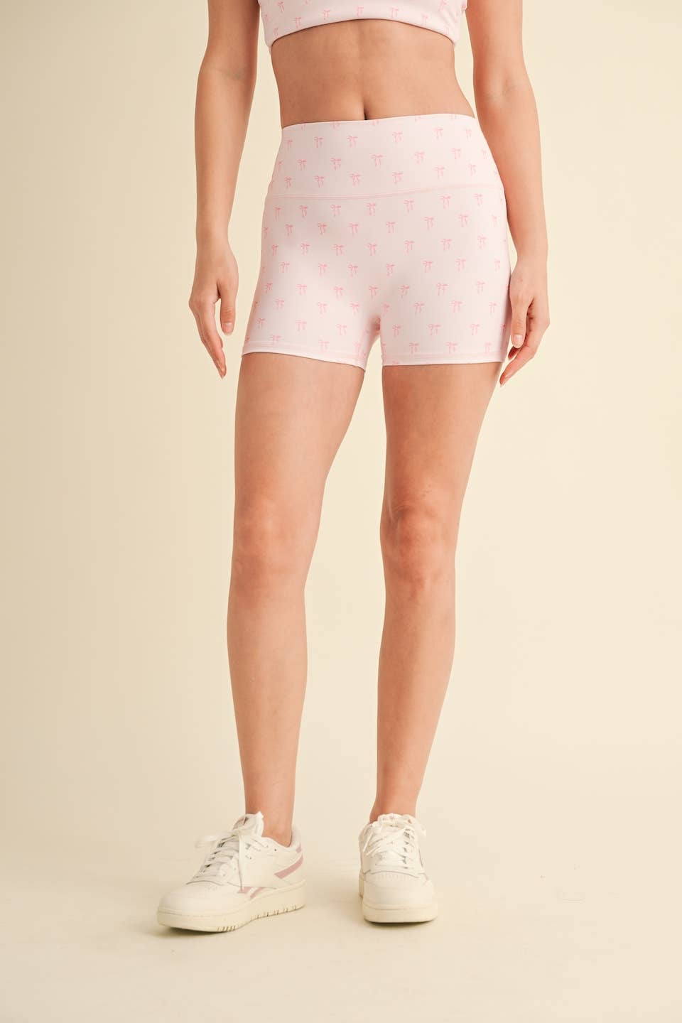 Bow Print Mid-Rise Mini Shorts KIMBERLY C