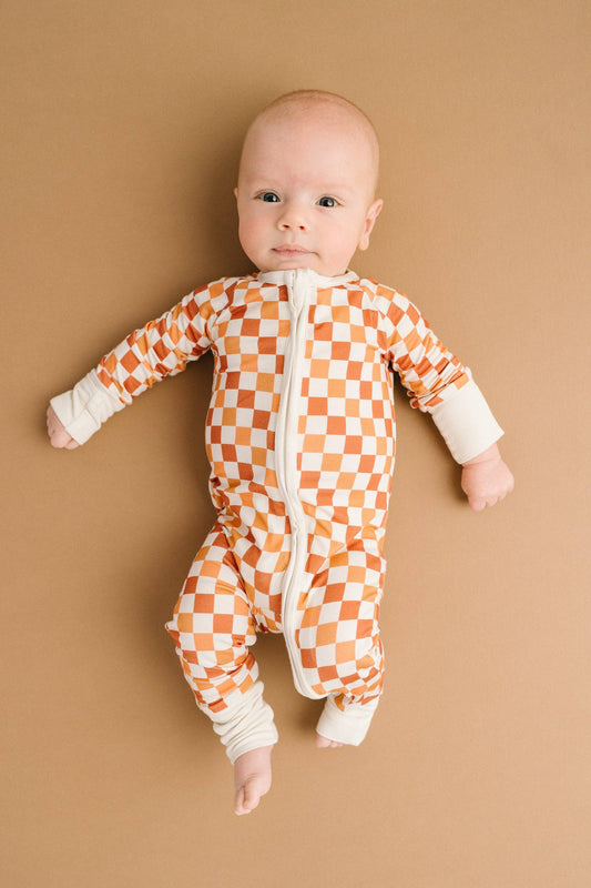 Fall Checkered Bamboo Sleeper Emerson+Ivory