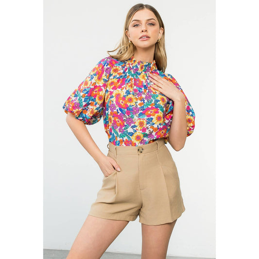 Puff Sleeve Floral Top
