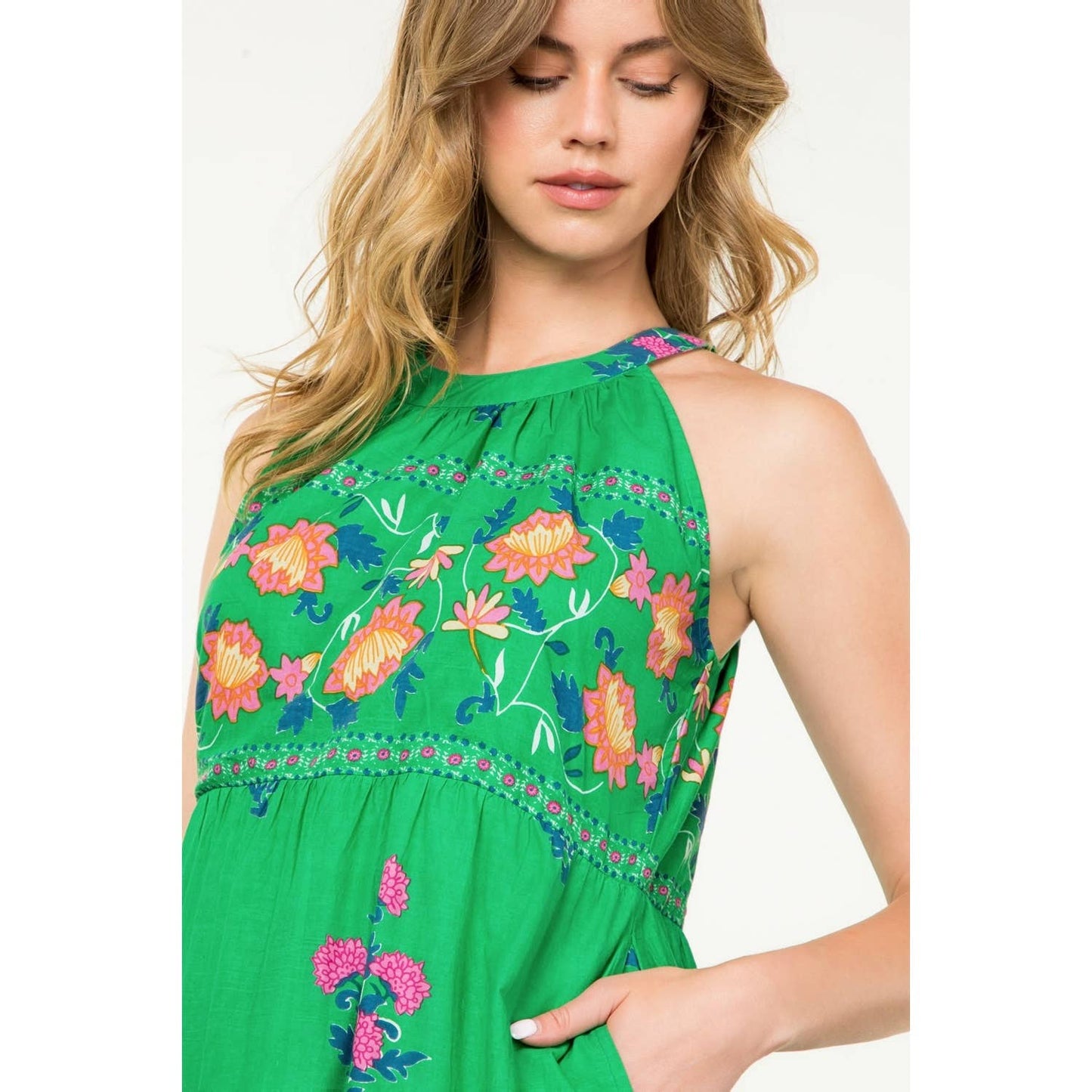 Halter Neck Floral Print Maxi Dress