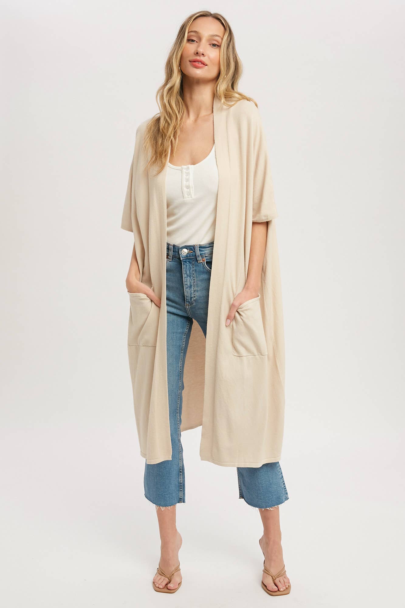 SOFT YARN OVERSIZED 3/4 SLEEVE CARDIGAN Bluivy