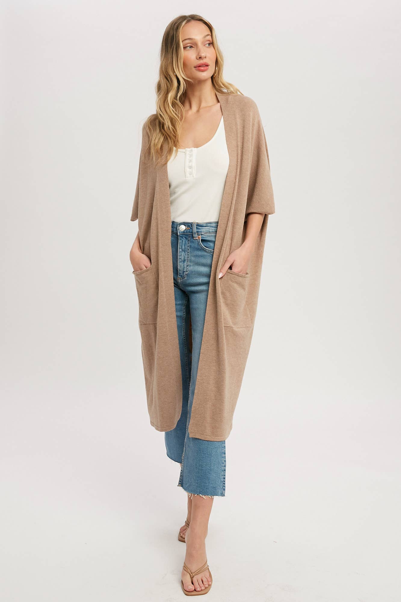 SOFT YARN OVERSIZED 3/4 SLEEVE CARDIGAN Bluivy