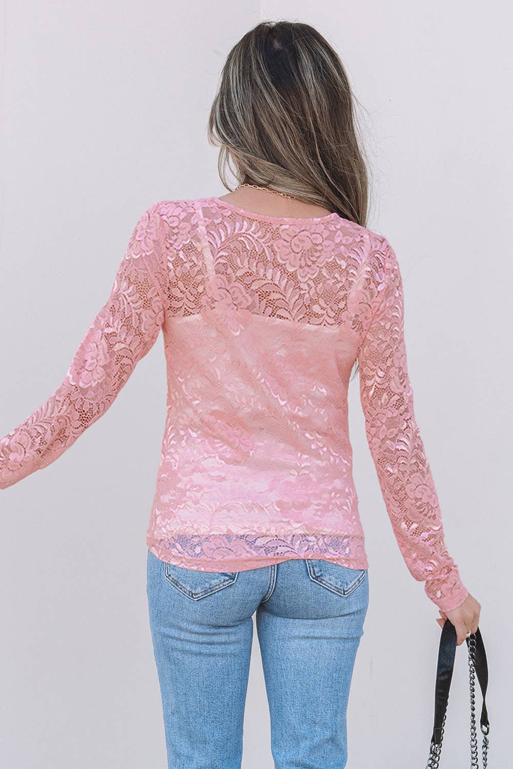 Sheer Lace Long Sleeve Top LALA LOO