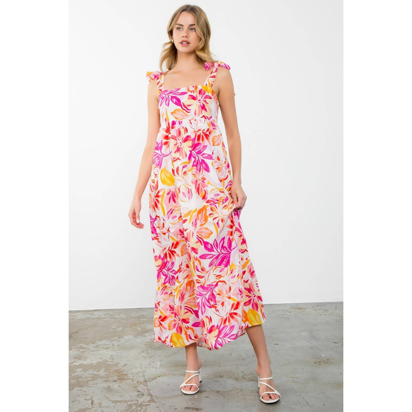 Tie Strap Floral Print Dress