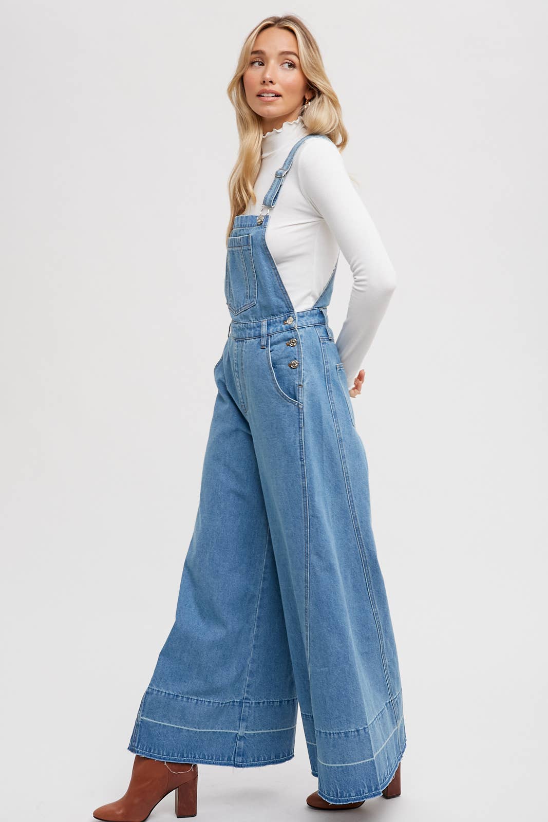 DENIM WIDE LEGS OVERALLS