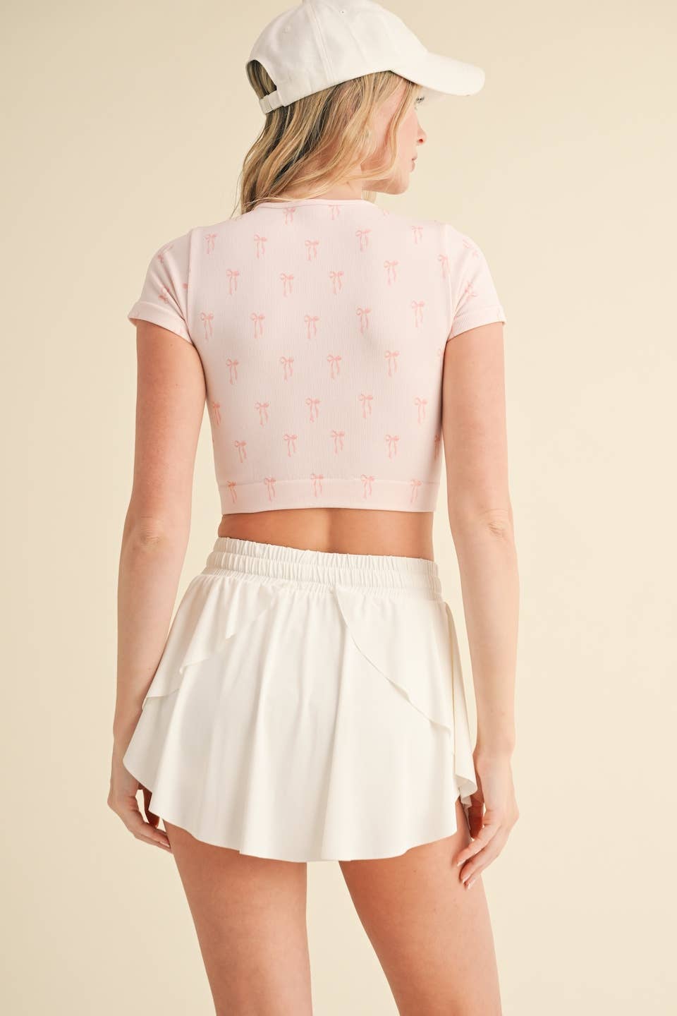 Bow Print Crewneck Baby Tee KIMBERLY C