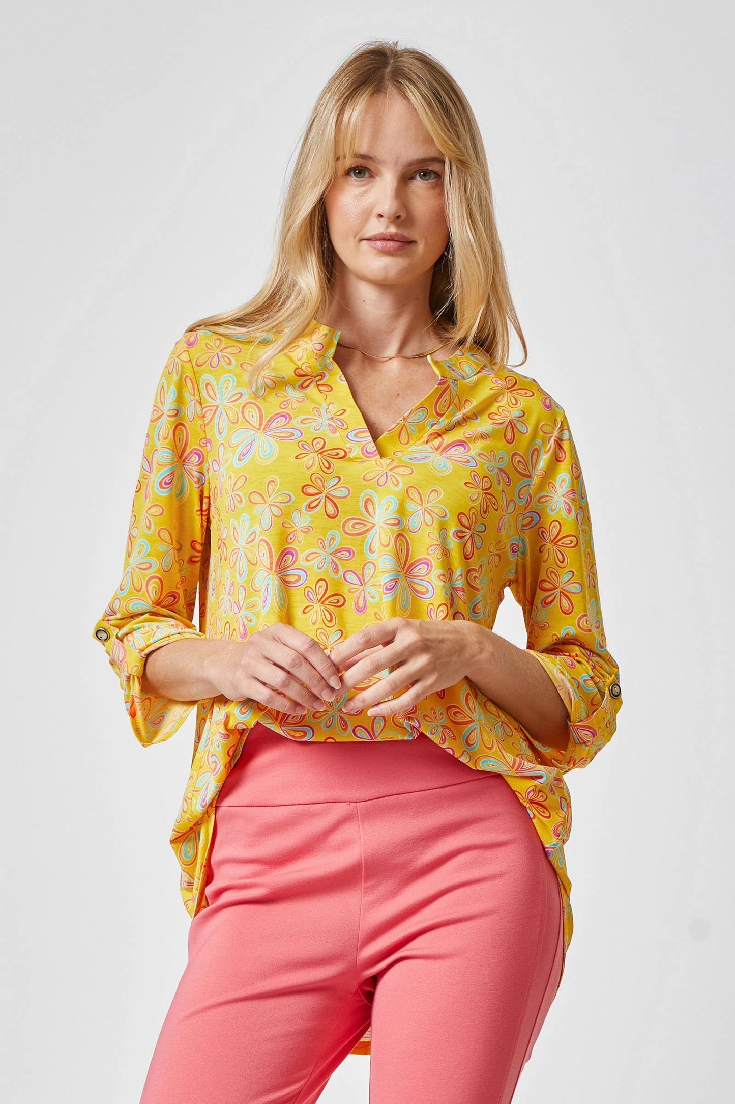 3/4 Sleeve LIZZY MEDALLION Wrinkle Free Blouse Dear Scarlett