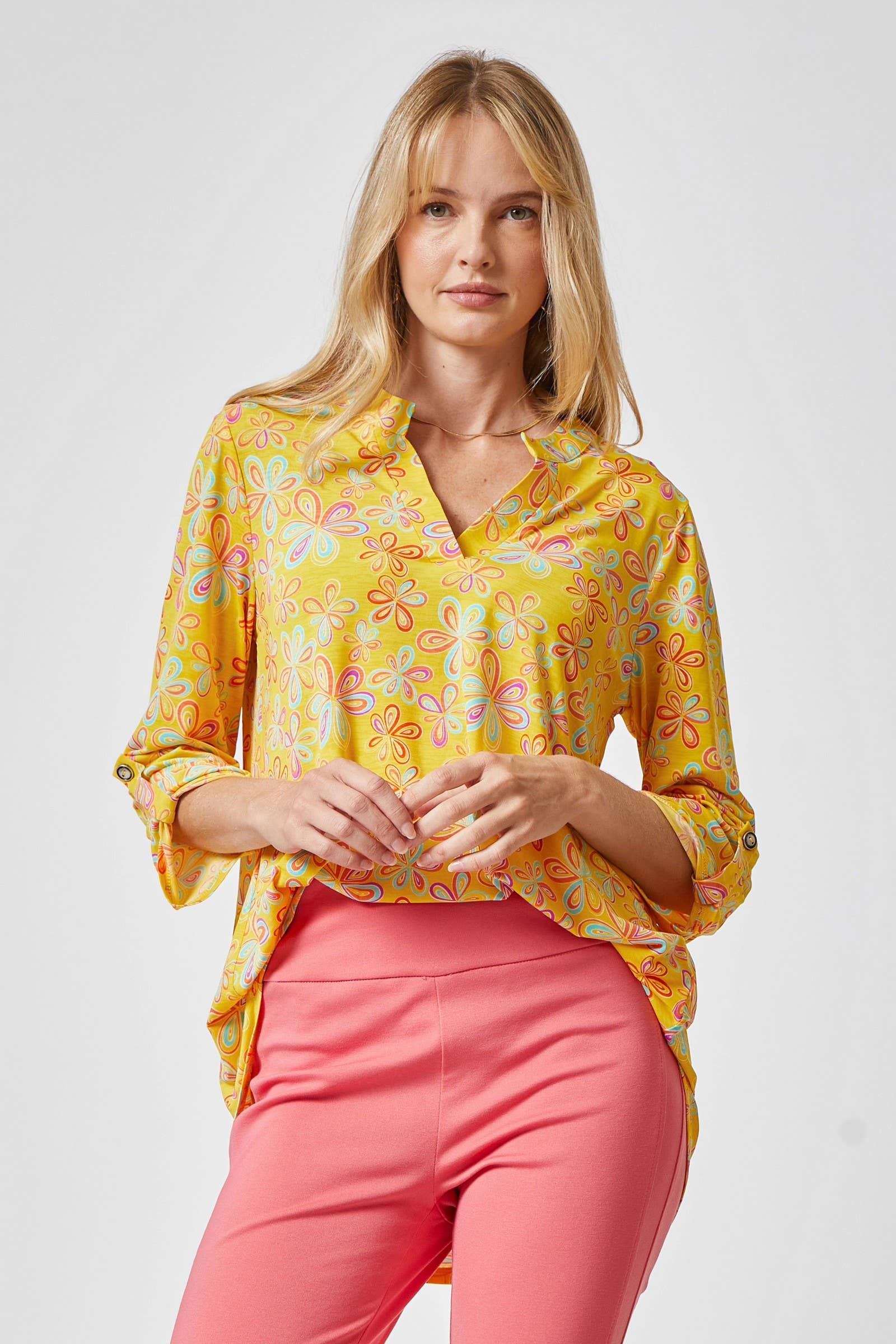 3/4 Sleeve LIZZY MEDALLION Wrinkle Free Blouse Dear Scarlett