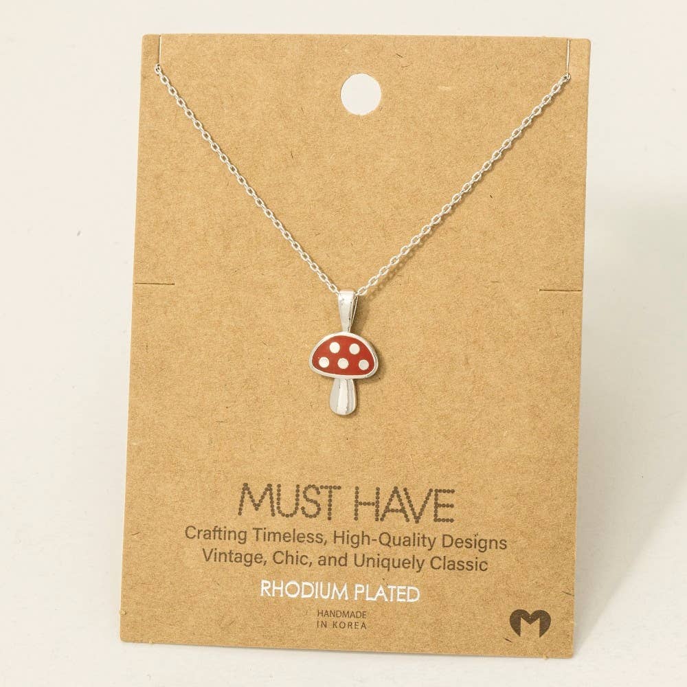 Mini Red Mushroom Pendant Dainty Necklace Fame Accessories