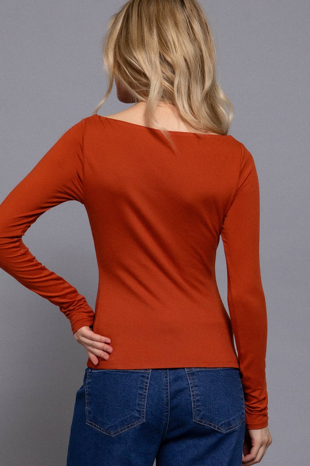 Long Sleeve Boat Neck Knit Top Active Basic | Active USA