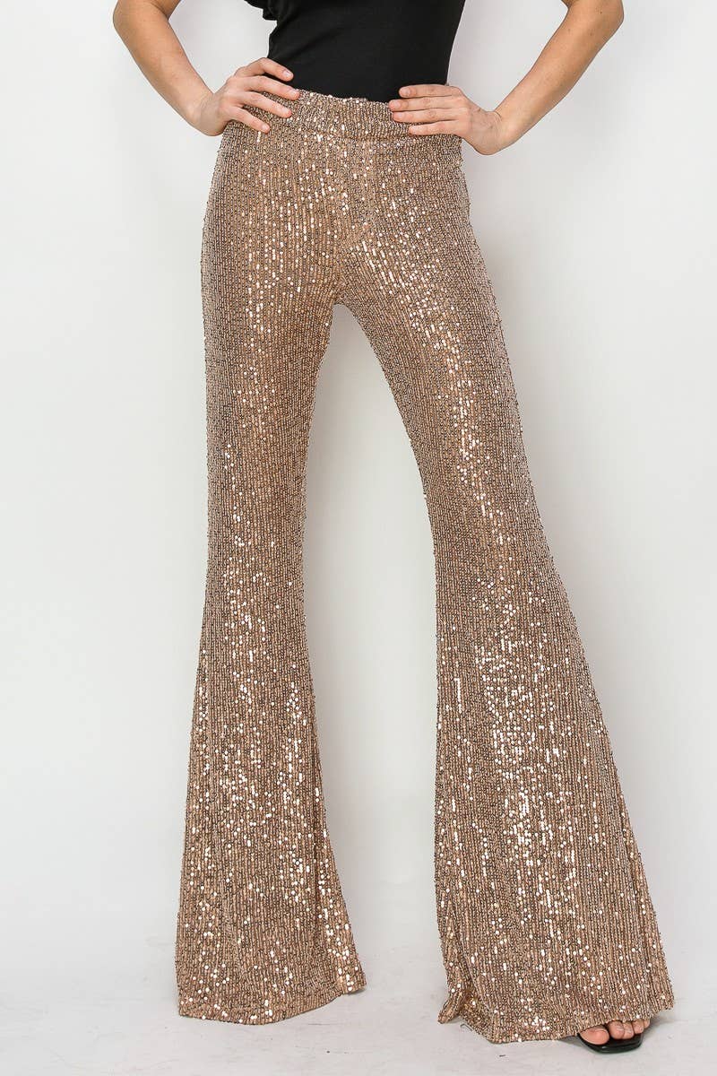 JUNIOR FIT SEQUINS FLARED LEG PANTS 2405