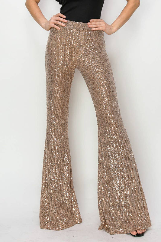 JUNIOR FIT SEQUINS FLARED LEG PANTS 2405